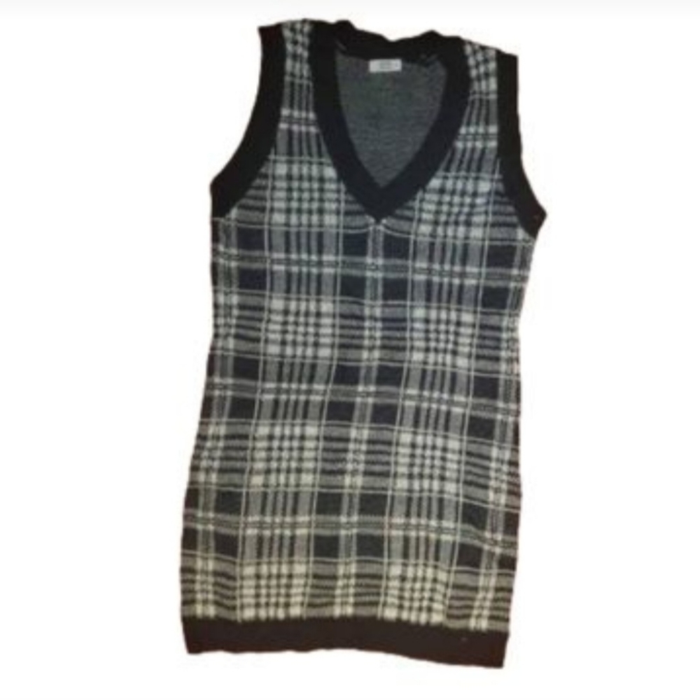 PLAID PRINTED SWEATER DRESS